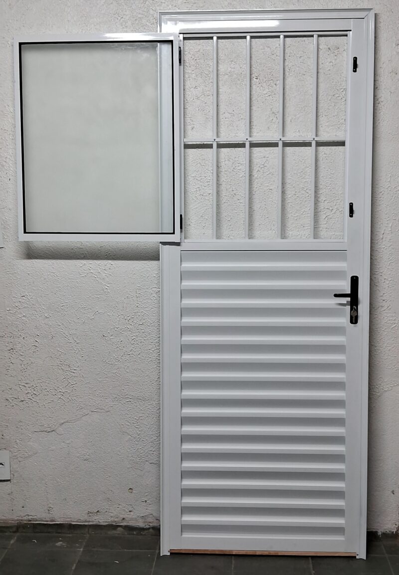 Porta Social 2,10x0,80 Alumínio Branca linha25 - Image 4