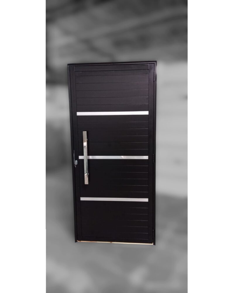 Porta Lambril 210x80 Preta L25 com frisos brilhantes