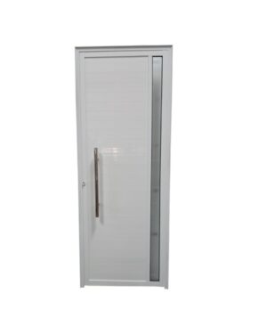 Porta Lambril 2.10x0.80cm Alumínio branco L25 com dois vitro lateral