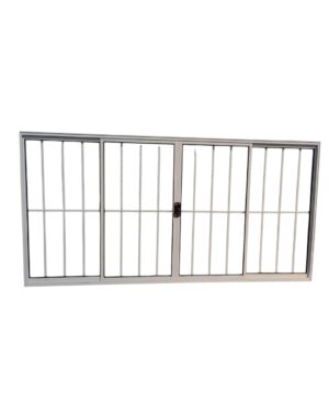 Vitrô 04 folhas 1,00 x 1,50 Alumínio L18 Branco Com Grade