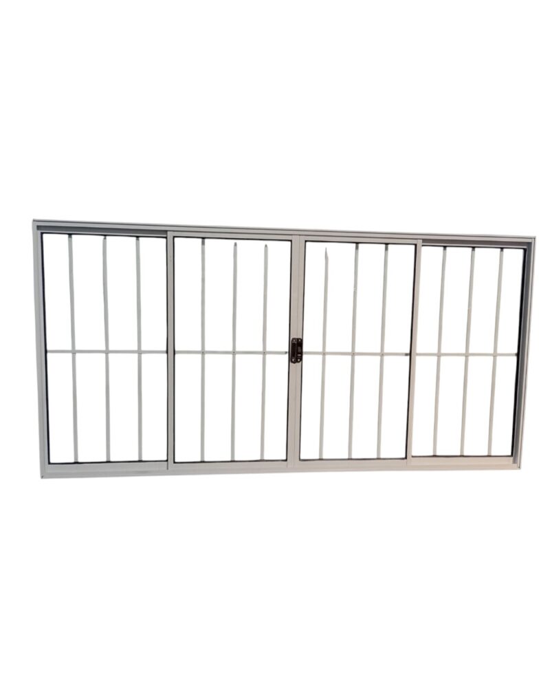 Vitrô 04 folhas 1,00 x 1,50 Alumínio L18 Branco Com Grade